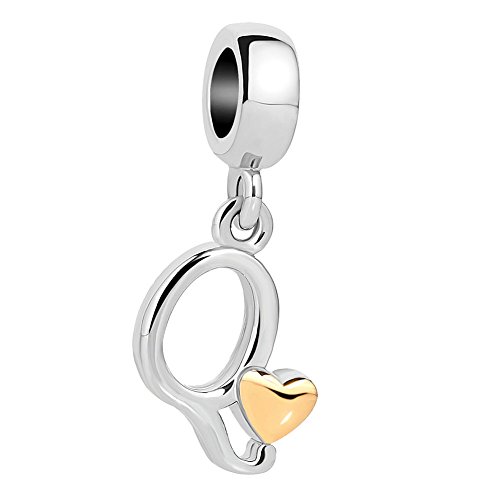 Image of Q&Locket Letter A-Z Alphabet Initial Charms Dangle Heart Love Charm Beads for Bracelets (Q)