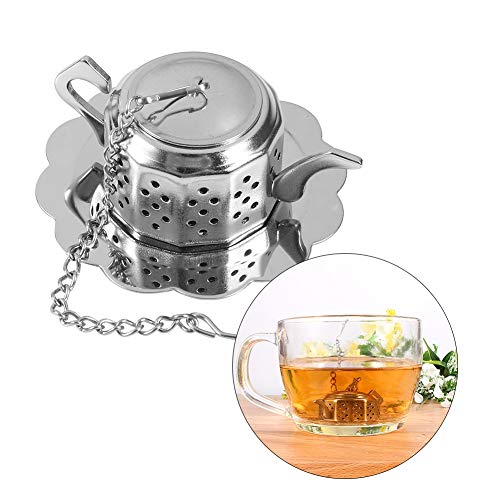 VIFERR Tea Infuser Stainless Steel Tea Leaf Infuser Teapot Shaped Loose Tea Ball Strainer Filter with Extended Chain and Drip Tray for Teacups and Mugs - Image 3