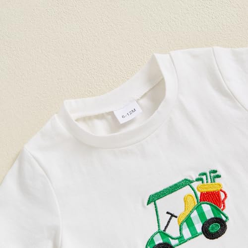 Amiblvowa Toddler Baby Boy Golf Outfit Golf Cart Hole Shirt Shorts Set Summer Vocation Clothes 0 2 6 9 12 18 Months 2T 3T 4T3