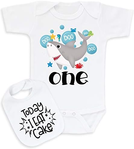 SUMMERBIRCH: Baby Shark First Birthday One 1st Boy Girl Shirt Tee (18M-SS-BIB2)