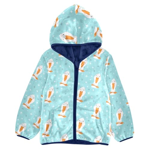 Crazy White Goose with Bow Tie Girls Fleece Jacket Girls Fall Jacket Girls Zip Up Hoodie Girls Sherpa Jacket 2-10T