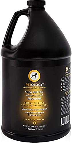 Petology Shea Butter Moisturizing Dog Shampoo, Gallon - Natural, Gentle, Sulfate-Free, Infused with Shea Butter, Shea Oil, and Natural Cleanser, Eliminates Odors for Days, Bulk Refill Size 128 oz