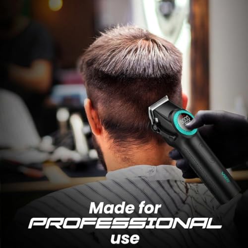 Image of VGR V- 001 Ultra Premium 7000-9000RPM Professional hair clipper Taper lever 5 Level 10x combs 4600MAH battery adapter charging base 21-level speed change Digital display LED light 300 Min, BLUE