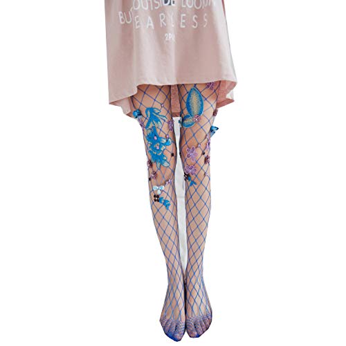 Image of Ulalaza Sparkle Hollow Out Letter Nude Colorful Rhinestone Hot Drilling Fishnet Pantyhose Tights for women Luminous