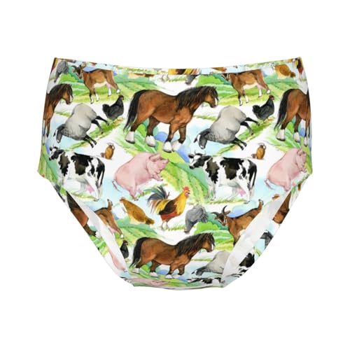 Cartoon Farms Animal Girls' Underwear Soft Cotton Little Girls Panties Comfort Briefs