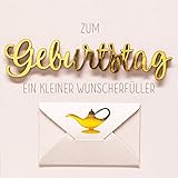 Inklusive Umschlag in: gold Geldkarte Geburtstag Lettering - ein Wunscherfüller - 15 x 15 cm