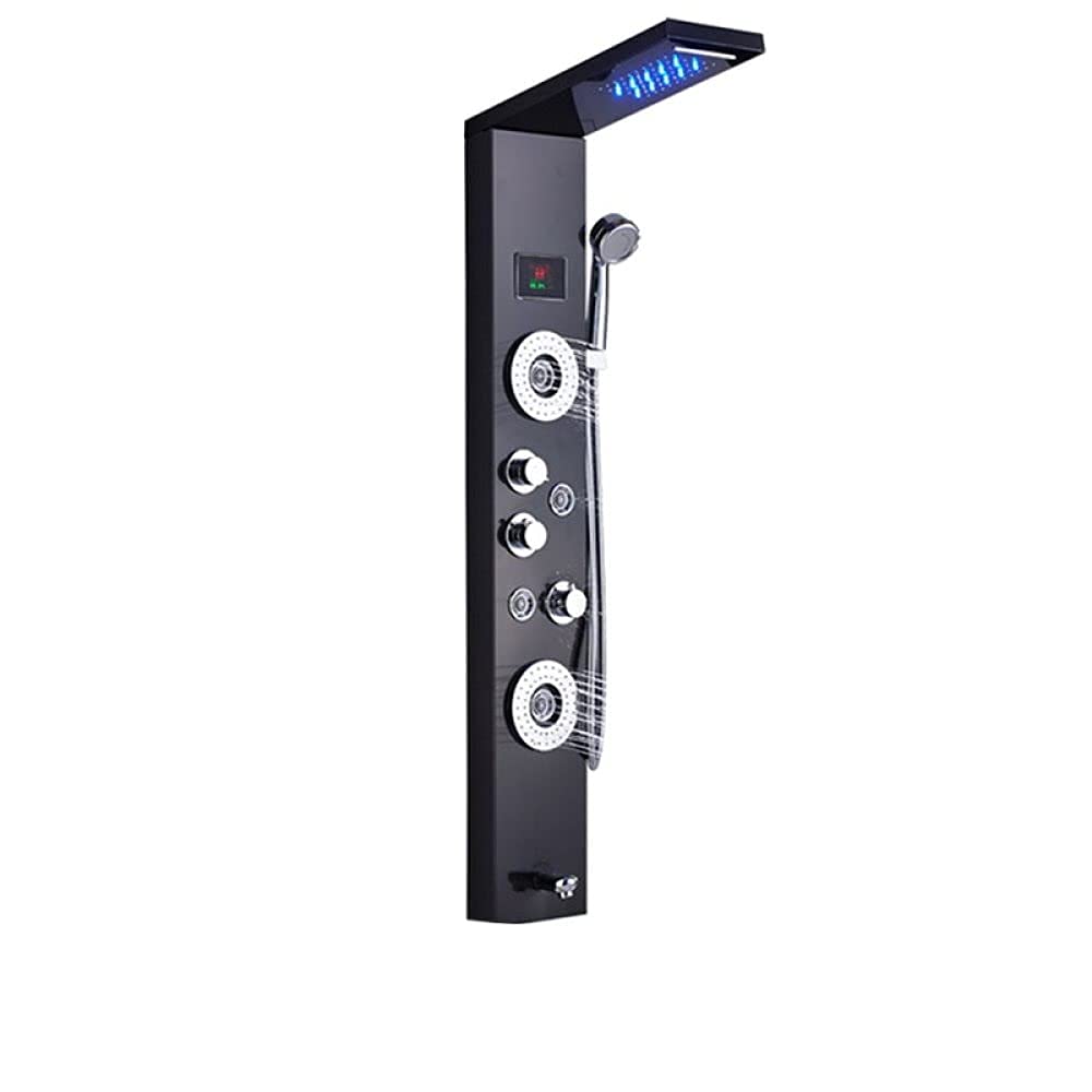 Colonne de douche cascade en acier noir mat pour un spa de luxe