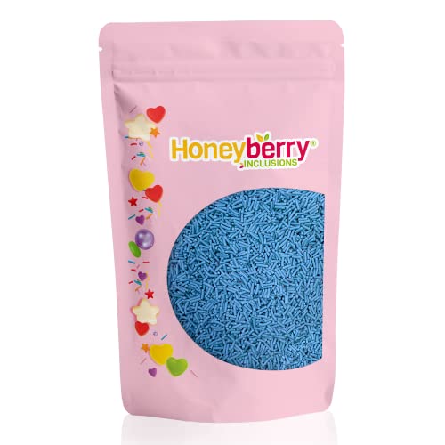 HONEYBERRY INCLUSIONS Hebras de azúcar azul 200g - Espolvoreado de vermicelli azul comestible de primera calidad para hornear, decoración de cupcakes y pasteles, helado, postre y coberturas de