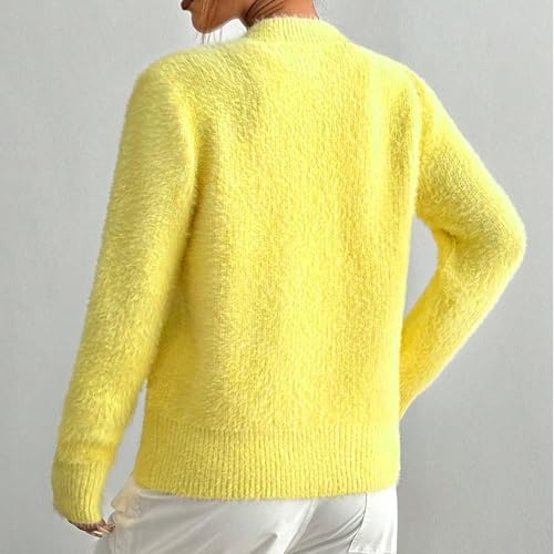 Women Heart Fuzzy Knit Cardigan Sweater, Cozy Solid Cute Rainbow Heart Button Down Cardigan Sweaters Cropped3