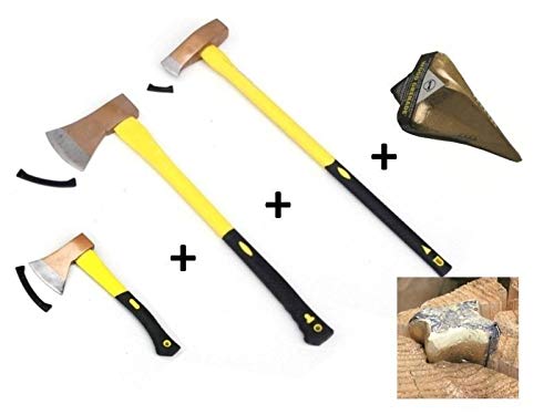 Preisvergleich Produktbild 4-teiliges Set Beil + Axt + Spaltaxt mit Fiberglasstiel + Spaltgranate