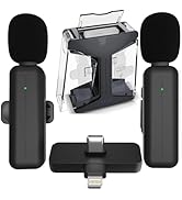2 Pack Wireless Mini Lavalier Lapel Microphone for iPhone,Android De