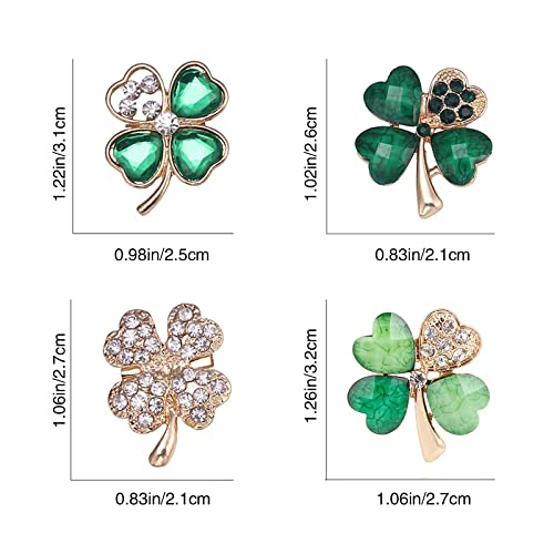Image of TAORANJU Four Leaf Clover Brooches for Women, 8 Pcs Rhinestone Brooch Pins for St. Patrick's Day Accessories, Crystal Lapel Pins for Women Girls Wedding Party and Holiday Jewelry Gift