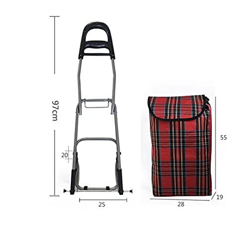 Einkaufstrolley Treppensteiger Einkaufstrolley, blau rot kariert, Einkaufskorb, tragbarer Gepäckwagen, B, – Bild 3