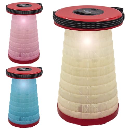 WEDO SITTOGLOW 2126102 Telescopic Stool with LED Lighting 3 Lighting Levels 42 cm Height Adjustable in 10 Levels Shoulder Strap 150 kg Load Capacity TÜV & GS 1.28 kg Red