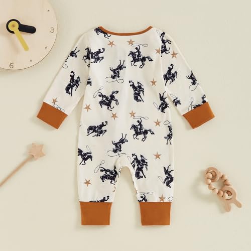 Newborn Western Baby Boy Girl Clothes Cowboy Cowgirl Baby Romper Gender Neutral Cow Jumpsuit Fall Winter Outfit3