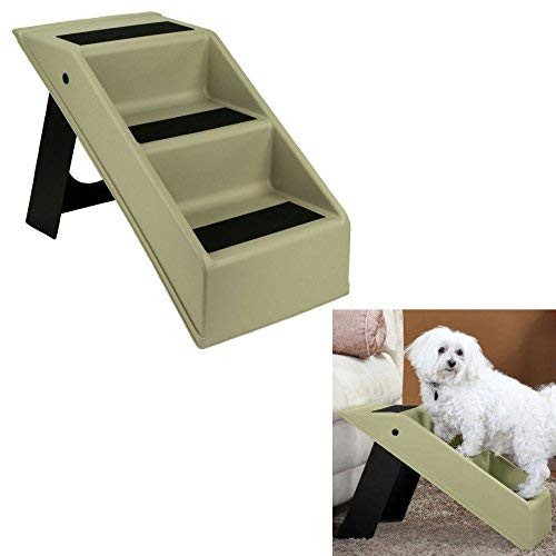 HowPlumb Pet Dog Stairs 3 Step Portable Folding Plastic Anti-Slip Easy-Up Sure Grip Steps