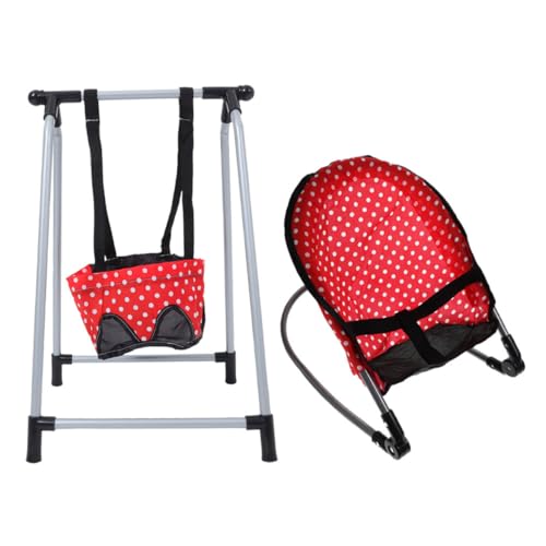 Chaise à bascule et balançoire en tissu pour poupée Gatuida rouge