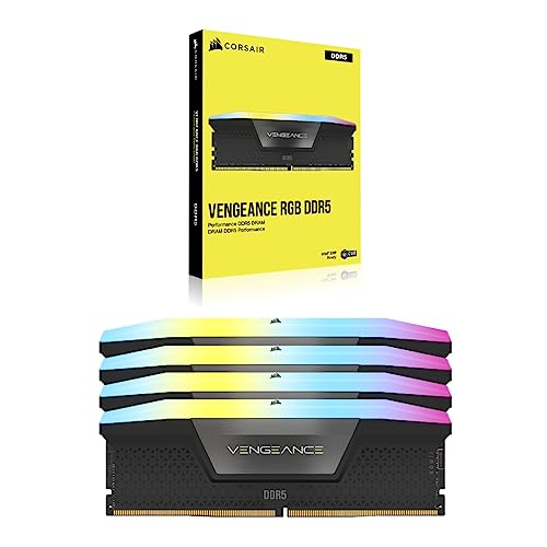 Image of CORSAIR VENGEANCE RGB DDR5 RAM 192GB (4x48GB) 5200MHz CL38 Intel XMP iCUE Compatible Computer Memory - Black (CMH192GX5M4B5200C38)