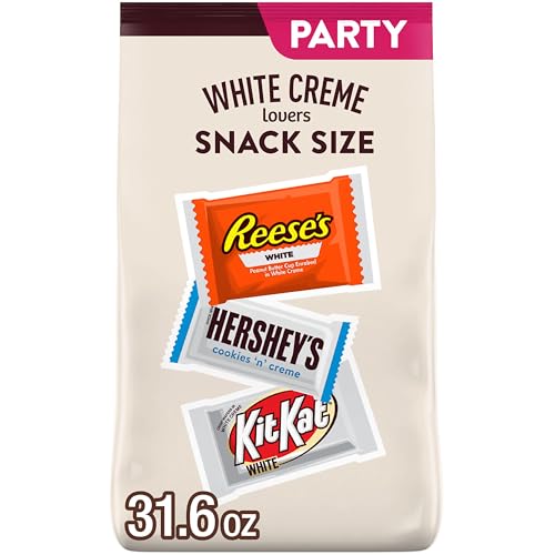 HERSHEY'S, KIT KAT and REESE'S Assorted White Creme Snack Size, Candy Party Pack, 31.6 oz