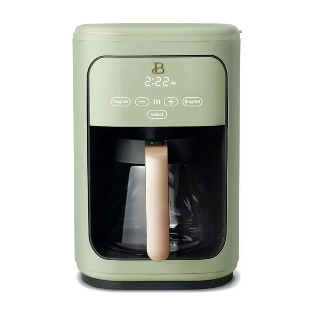 Touchscreen Coffee Maker, 14-Cup Programmable Coffee Maker with Touch-Activated Display, Kitchenware by Drew Barrymore (Sage Green)