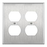 ENERLITES Double Duplex Receptacle Metal Wall Plate, Stainless Steel Socket Outlet Switch Cover, Corrosive Resistant, 2-Gang 4.50" x 4.57", 7722, 430, UL Listed, Silver, Standard Size