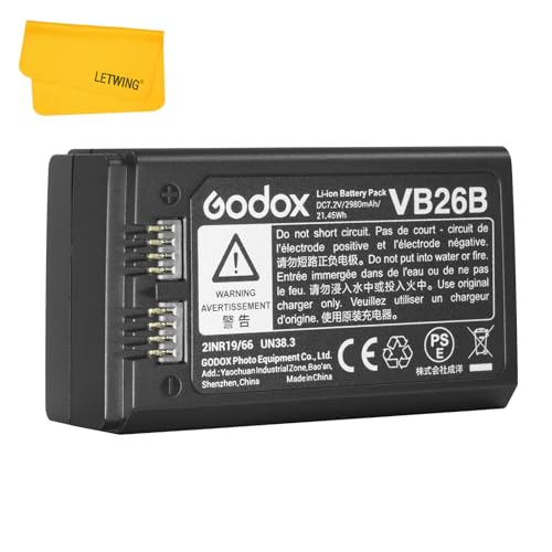 GODOX V1 Batterie VB26B VB26A VB26 Remplacement pour V1S V1C V1N V1F V1O V1P V860III-S V860III-C V860III-N V860III-F V860III-O V850III AD100Pro Flash Speedlite