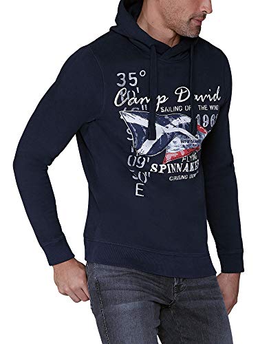 Preisvergleich Produktbild Camp David Herren Kapuzensweater mit Sailing Print, Blue Navy, XXL