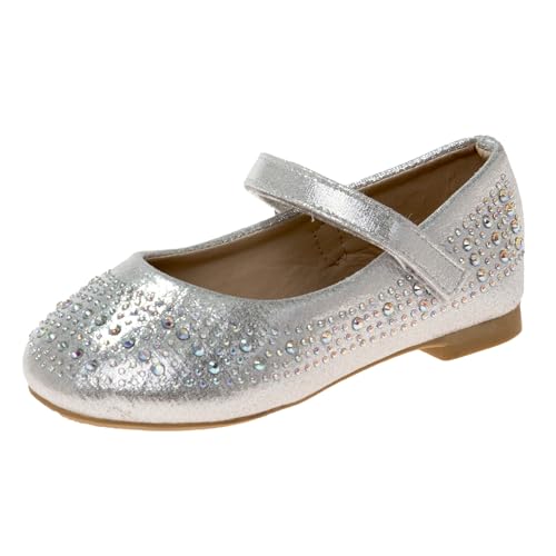 Josmo Girls Flat Pump Low Heel Slipon - Rhinestone Ballet Flats Shoes (Toddler - Little Kid - Big Kid)