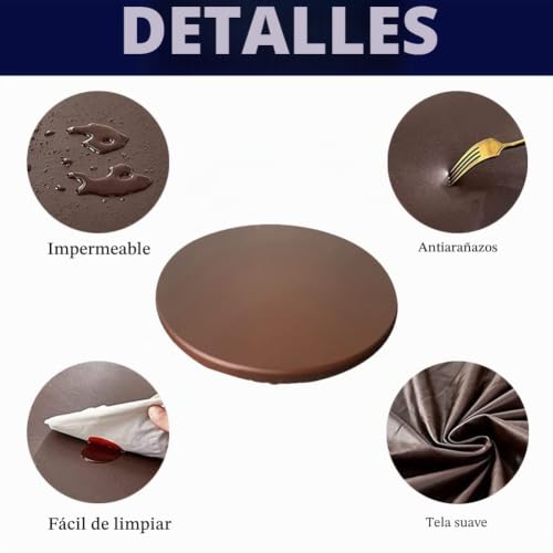 Miniatura 2 de Cozomiz Mantel De Elástica Ajustada Protector De Mesa Con Bordes Impermeable Cubierta De Mesa Resistente A Agua 90cm Corte Entallado Redondo Patrón De Mármol