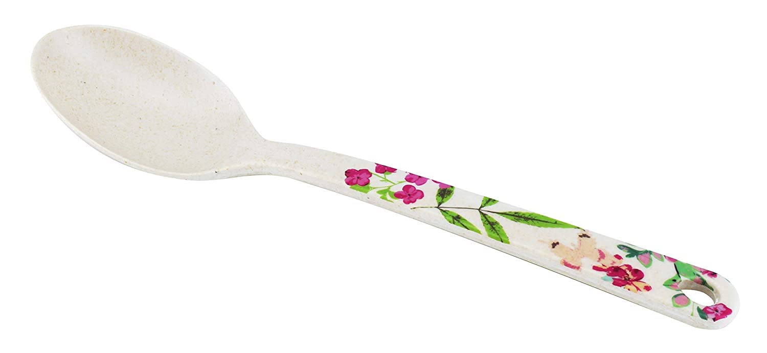 ECOWAREBamboo Fibre Spoon, 31X6.6cm - Flower Design, Bd-Bf-22