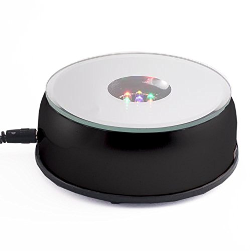 Écran LED sur support rotatif 3" Amlong Crystal avec socle lumineux noir et adaptateur