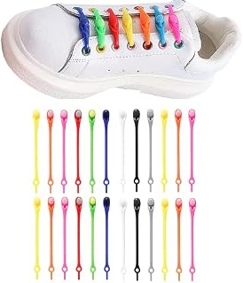 Antesen 24 Pcs Lazy Shoelaces No Tie Laces for Kids and Adults Silicone Elastic elastic Laces Portable Tieless Laces For Running and Sporting Shoe(black)