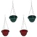 Set of 4 Small Hanging Planters with Chains and Integrated Saucers
