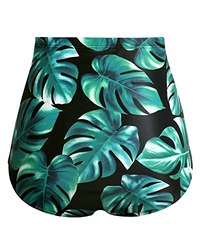 Image of Tempt Me Women's High Waisted Swimsuit Bottom Tummy Control Ruched Bikini Bottom Vintage Swim Bottom Tankini Briefs