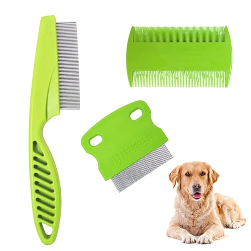 Läusekamm, 3 Stück Flohkamm, Läuse Kamm, Metall Zähne Läusekamm, Plastik Doppelseitig Nissenkamm