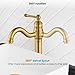 gotonovo Vessel Sink Faucet 360° Swivel Spout Single Handle Tall Bathroom Faucet 1 Hole Farmhouse Lavatory Washbasin Mixer Tap Matching Supply Hoses, with Pop Up Drain, Brushed Gold