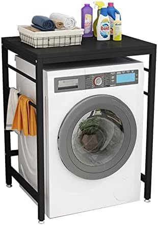 OGFC 46451 Front Loading Washing Machine Dryer Storage Rack Washing Machine Storage Unit with Freestanding Bathroom Stand - Black-image-23