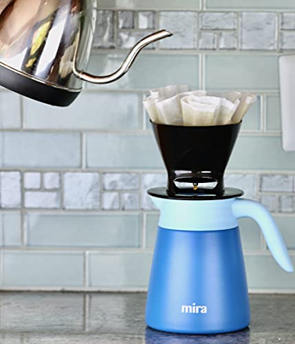 MIRA Insulated Coffee Carafe Server, Stainless Steel Vacuum Flask Coffee Dispenser, 27 oz, Royal Blue - Thumbnail 3