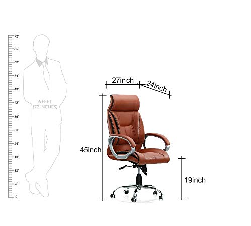 Image of High-Back Office Chair | Upholstery Primium Leatherette | Director & Executive Chair |Height Adjustable & Revolving Chair |Metal Legs & WheelBase | Top Office Chair (MSL-127)