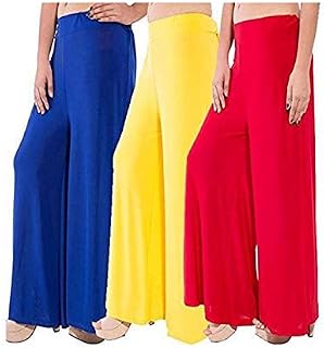 Women's Soft & Stretchable Malai Lycra Free Size Palazzo Pants Combo Free Size