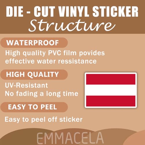 Image of (3PCS) Austria Flag Stickers, Austrian Sticker Countries Flag Waterproof Vinyl Decals For Laptops, Tumblers, Water Bottles, Books, Scrapbooks, Size 3 x 2 Inch