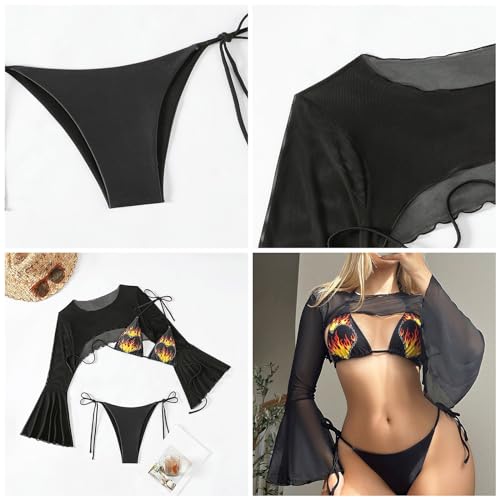 Bikini manches courtes et col réglable pour un look unique - 3
