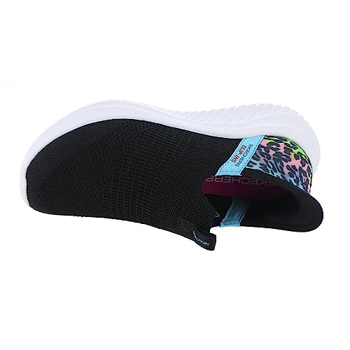 Skechers Kids Girls Ultra Flex 3.0-Colory Wild Sneaker, Black/Multi, 5 Big Kid