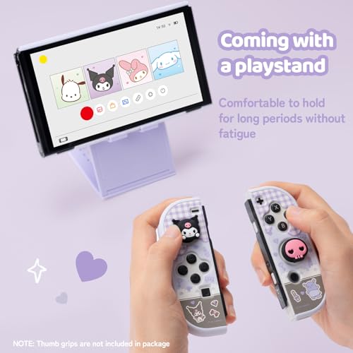Image of Kuitmor Protective Shell for Switch OLED,Slim Cute Pattern Dockable Cover Case Compatible with Switch OLED,Anti-Scratch and Shock-Absorption Design Cover Skins for Joystick(Kuromi)