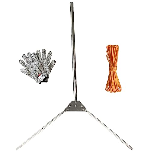 Favfully Pond & Lake Weed Cutter, Aquatic Plant Cutting Tool, Sharp Razor Blades Shear Cattail, Reed, Lilly Pads, Chara Algae, 35 Inch Cut Width, 20 Foot Rope, Safety Gloves