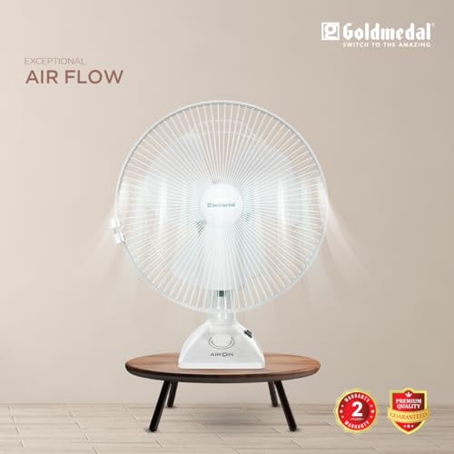 Image of Goldmedal Air On 230 mm 2-in-1 Personal Fan | Desk & Wall Mountable | Lightweight & Portable | High-Speed Performance | Ideal for Home & Office | 2-Year Warranty | White