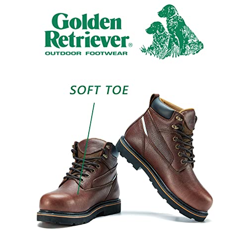 Golden Retriever Trueland Durable Work Boots For Men, 6" Soft Toe Goodyear Welt Safety Boots, Heavy Duty Non-Slip Rubber Construction Boots, Brown Leather Industrial Work Boots (131030 Ee Us 10.5) #TOP6