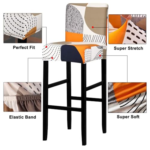 Image of Lellen Bar Stool Chair Covers Set of 2,Jacquard Bar Stool Cover Barstool Covers Slipcovers Stretch Bar Stool Covers with Backs Bar Stool Protector Covers for Kitchen Dining Room Counter Island