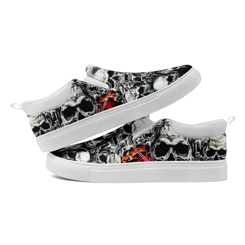 Skull Canvas Shoes Slip On Fashion Sneakers Low Top Casual Shoes Non Slip Loafers3