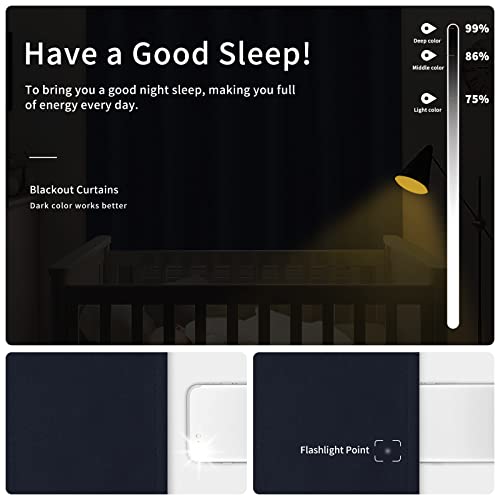 Image of Easy-Going Blackout Curtains for Bedroom, Solid Thermal Insulated Grommet and Noise Reduction Window Drapes, Room Darkening Curtains for Living Room, 2 Panels (42x95 in, Navy)